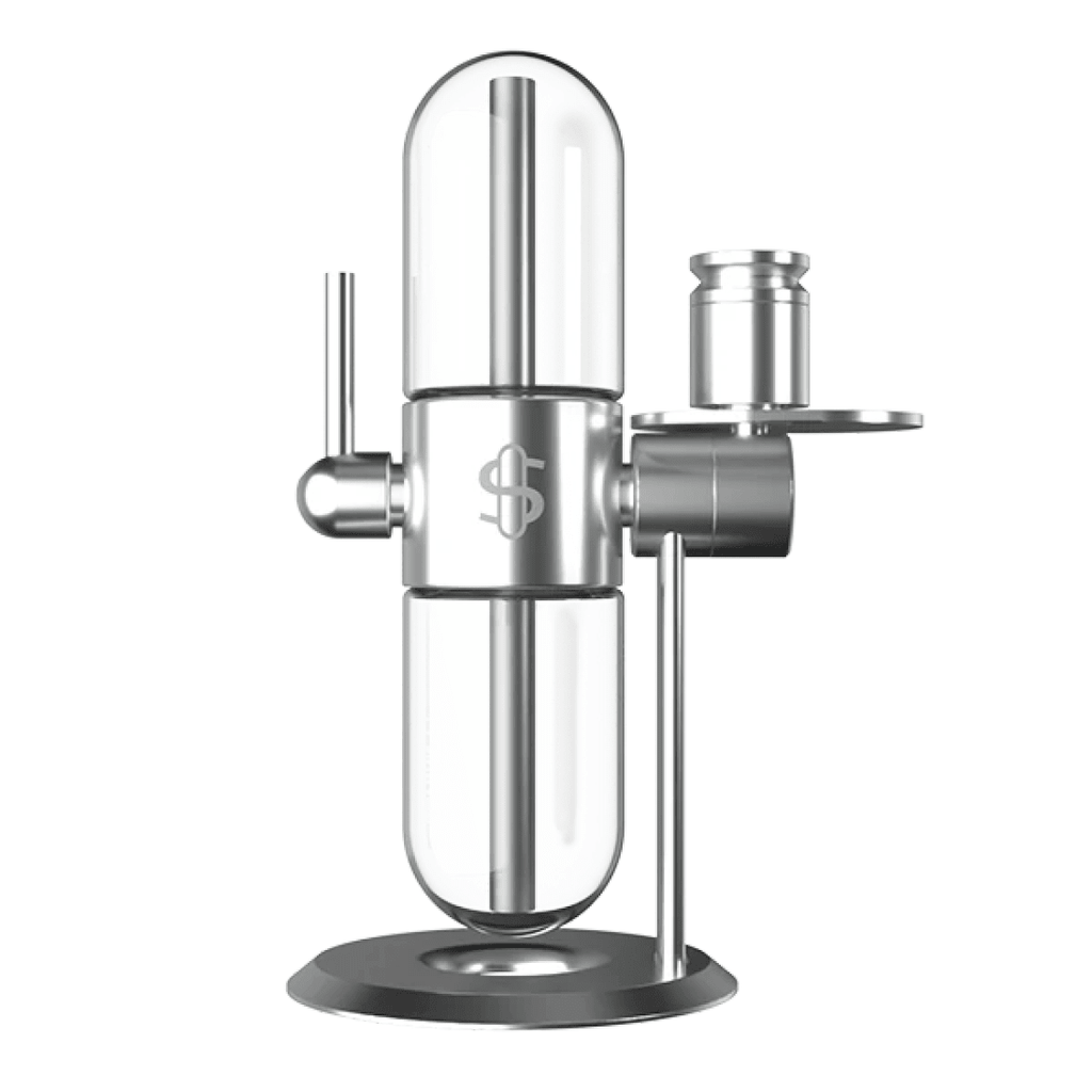 Bong din sticla 'STUNDENGLASS' Gravity Hookah | Silver - 39cm