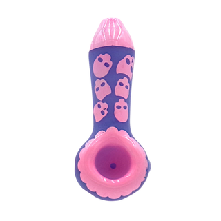 Pipa din sticla 'BLACK SHEEP' Skull Patern Pink | 10cm.