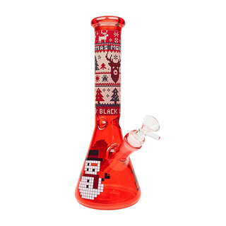 Bong din sticla 'BLACK LEAF' Christmas Vibe | Red - 25,5cm.
