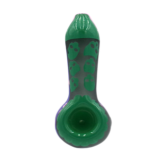 Pipa din sticla 'BLACK SHEEP' Skull Patern Green | 10cm.