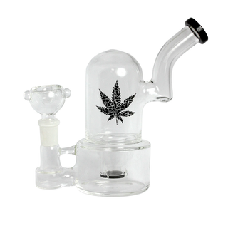 Bong din sticla 'LEAF' Dome Ring | Black - 16cm.
