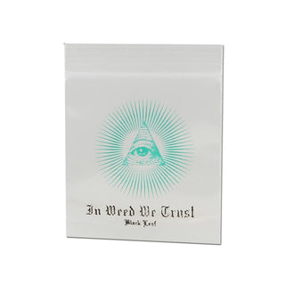 Pungi Zip-Lock ‘BLACK LEAF’ In Weed We Trust | 35x35mm. - x100