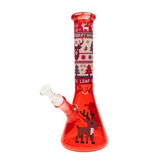 Bong din sticla 'BLACK LEAF' Christmas Vibe | Red - 25,5cm.