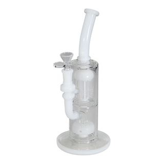 Bong din sticla 'BLACK LEAF' Perc Diffuser | White - 28,5cm.
