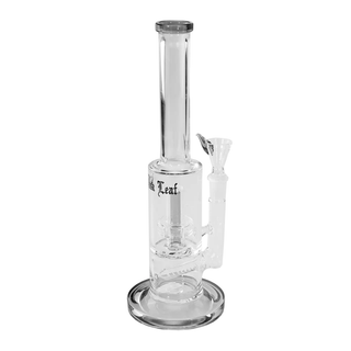 Bong din sticla 'BLACK LEAF' Inline Slit | Grey - 28cm.