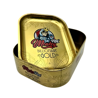 Cutie depozitare & Tava de rulat 'MONKEY KING' Billionaire Gold | 14x18cm.