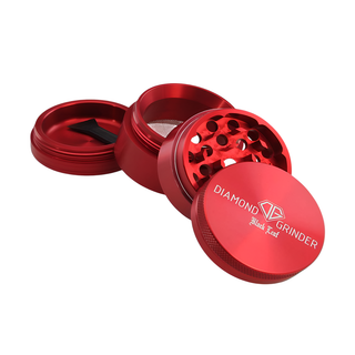 Grinder 'BLACK LEAF' Diamond Red | 4-Parti - 56mm.