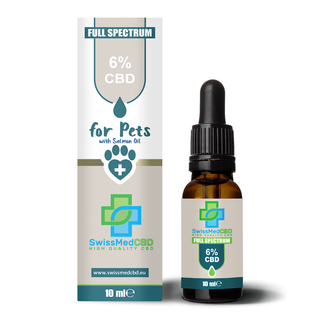 Ulei CBD 6% 'SWISSMEDCBD' cu ulei de somon | Pentru animale - 10ml.