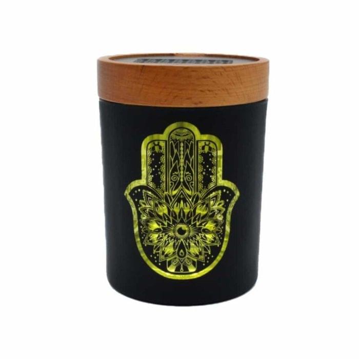 Grinder & Cutie depozitare 'V-SYNDICATE' | Smart stash Hamsa galben - Small