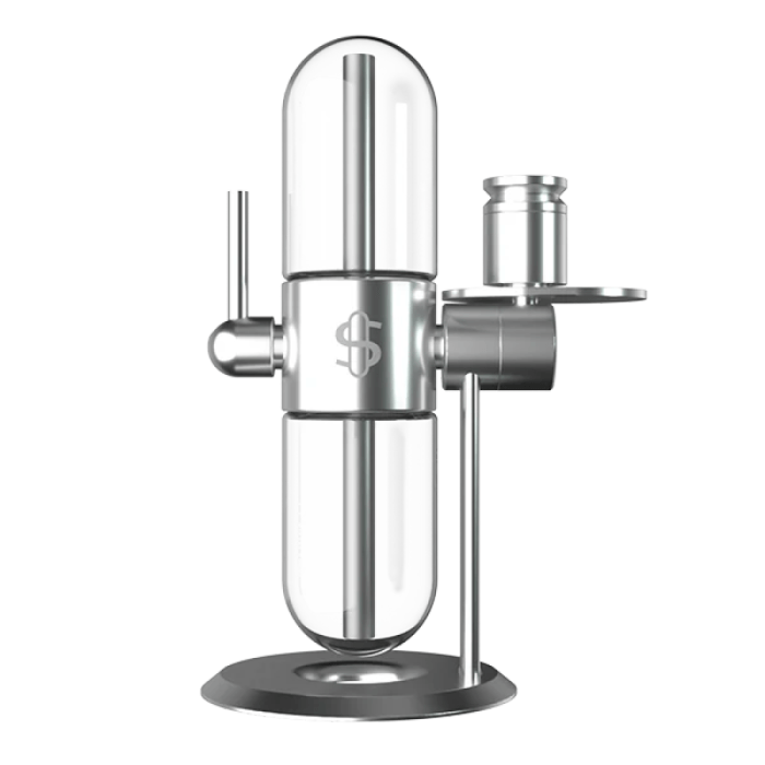 Bong din sticla 'STUNDENGLASS' Gravity Hookah | Silver - 390mm.