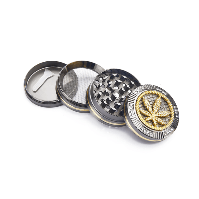 Grinder 'BLING BLING' Leaf | 4-Parti