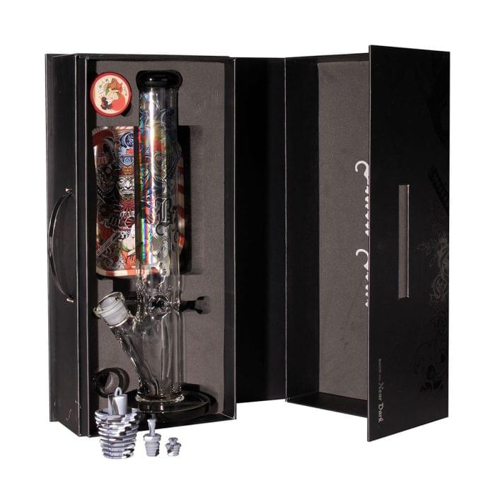 Bong din sticla 'BLACK LEAF' Ronin & Geisha 'KIT BOX' | 405mm.