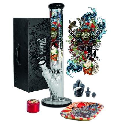 Bong din sticla 'BLACK LEAF' Ronin & Geisha 'KIT BOX' | 405mm.