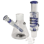 Bong din sticla ‘BLACK LEAF’ Liquid Spiral | Albastru - 320mm.