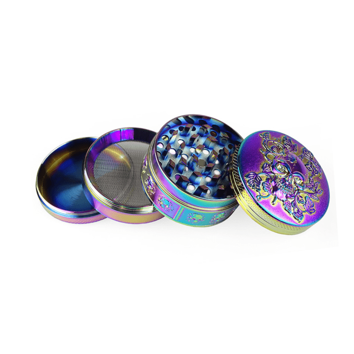 Grinder 'FLORAL SKULL' Rainbow | 4-Parti