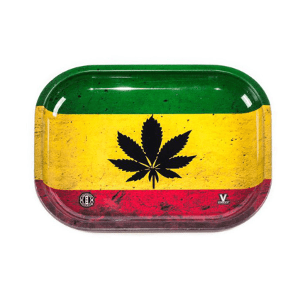 Tava de rulat 'V-SYNDICATE' Rasta Leaf | 14x18cm.