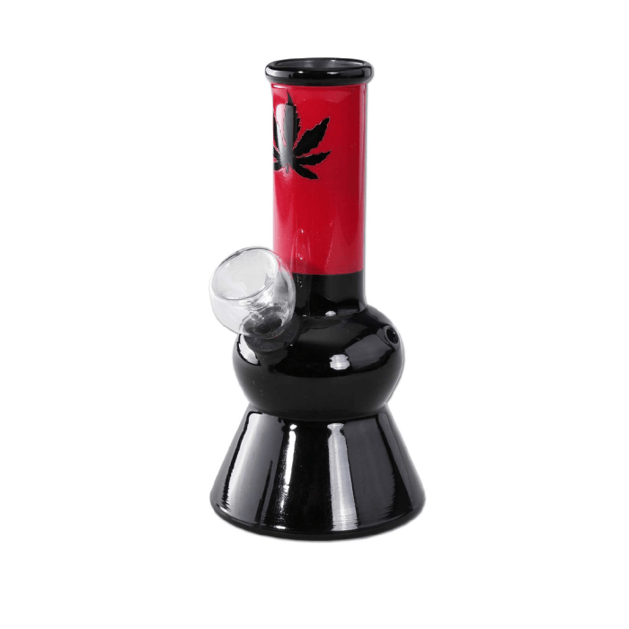 Bong din sticla 'HEMP LEAF' Negru | 136mm.