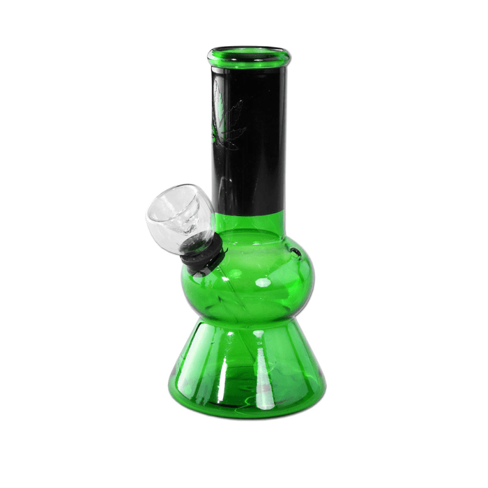 Bong din sticla 'HEMP LEAF' Verde | 136mm.