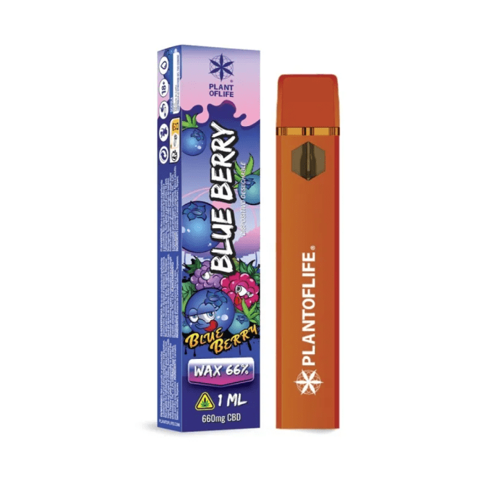 Vaporizator CBD cu terpeni ‘PLANT OF LIFE’ Blue Berry | 66% - 1ml.