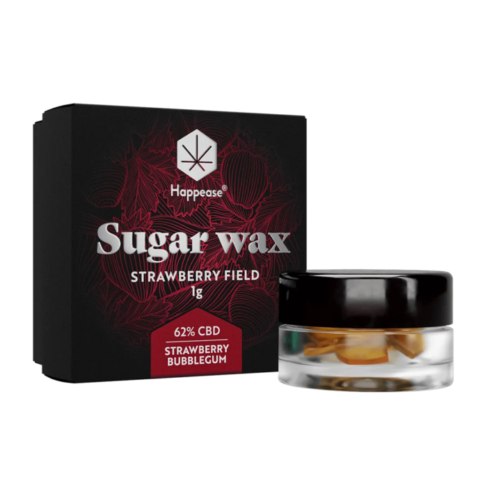 Sugar Wax 'HAPPEASE' cu CBD 62% + Terpeni | Strawberry Bubblegum - 1gr.