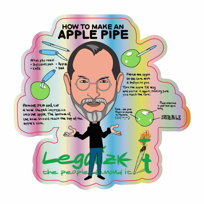 Sticker holografic 'LEGALIZEIT' Apple Pipe | 8,92x9cm.